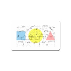 Urban City Skyline Sketch Magnet (name Card) by Pakrebo