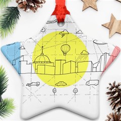 Urban City Skyline Sketch Star Ornament (two Sides) by Pakrebo