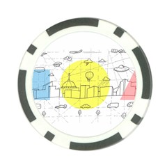 Urban City Skyline Sketch Poker Chip Card Guard (10 Pack) by Pakrebo