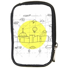 Urban City Skyline Sketch Compact Camera Leather Case by Pakrebo