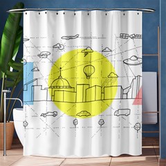 Urban City Skyline Sketch Shower Curtain 60  X 72  (medium)  by Pakrebo