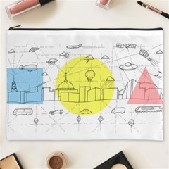 Urban City Skyline Sketch Cosmetic Bag (xxxl) by Pakrebo