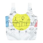 Urban City Skyline Sketch Full Print Recycle Bag (L) Front