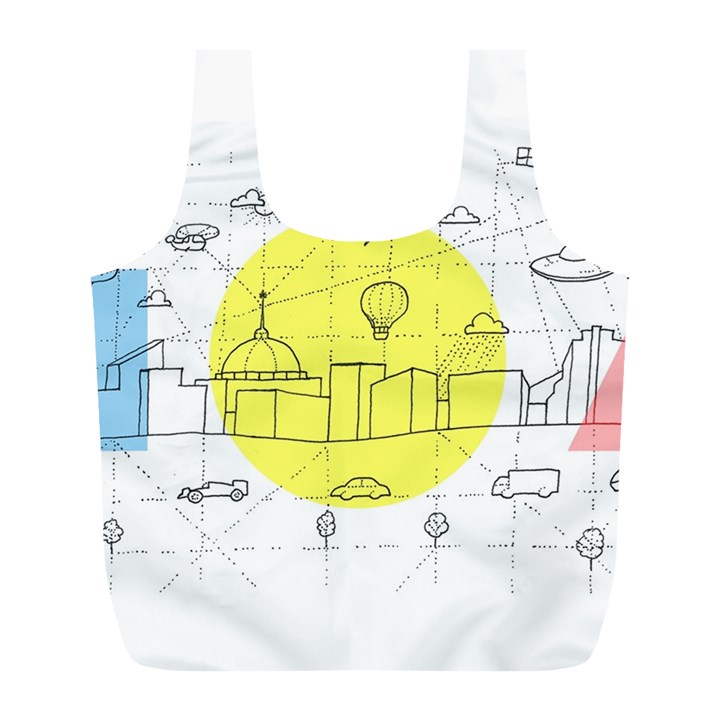 Urban City Skyline Sketch Full Print Recycle Bag (L)