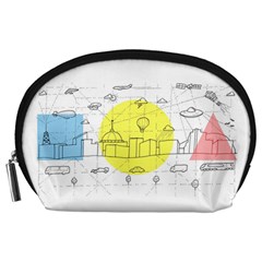 Urban City Skyline Sketch Accessory Pouch (large) by Pakrebo