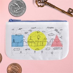 Urban City Skyline Sketch Large Coin Purse by Pakrebo