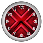 Wallpaper Red Abstract Wall Clock (Silver) Front