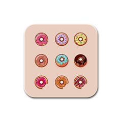 Donut Sweets Baking Food Tasty Rubber Square Coaster (4 Pack)  by Pakrebo