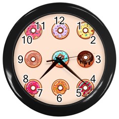 Donut Sweets Baking Food Tasty Wall Clock (black) by Pakrebo