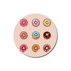 Donut Sweets Baking Food Tasty Rubber Round Coaster (4 Pack) 