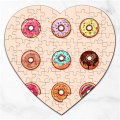 Donut Sweets Baking Food Tasty Jigsaw Puzzle (heart) by Pakrebo