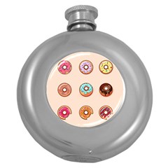 Donut Sweets Baking Food Tasty Round Hip Flask (5 Oz) by Pakrebo