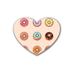 Donut Sweets Baking Food Tasty Rubber Coaster (heart)  by Pakrebo