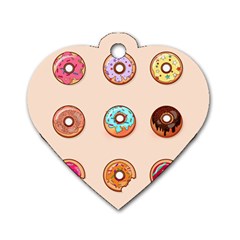 Donut Sweets Baking Food Tasty Dog Tag Heart (two Sides) by Pakrebo