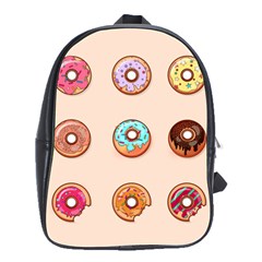 Donut Sweets Baking Food Tasty School Bag (large) by Pakrebo