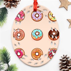 Donut Sweets Baking Food Tasty Oval Filigree Ornament (two Sides) by Pakrebo