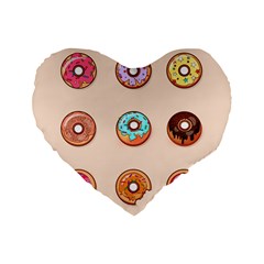 Donut Sweets Baking Food Tasty Standard 16  Premium Flano Heart Shape Cushions by Pakrebo