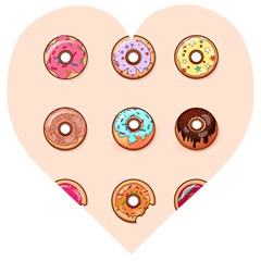 Donut Sweets Baking Food Tasty Wooden Puzzle Heart by Pakrebo