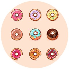 Donut Sweets Baking Food Tasty Wooden Puzzle Round