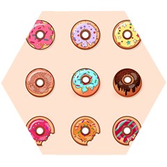 Donut Sweets Baking Food Tasty Wooden Puzzle Hexagon