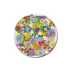 Illustration Pattern Abstract Rubber Round Coaster (4 Pack) 