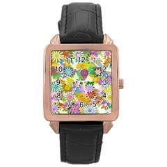 Illustration Pattern Abstract Rose Gold Leather Watch  by Pakrebo