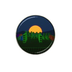 Neon City Retro Grid 80s Hat Clip Ball Marker by Pakrebo