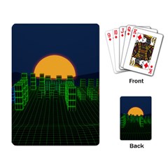 Neon City Retro Grid 80s Playing Cards Single Design (rectangle) by Pakrebo