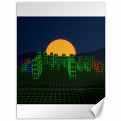 Neon City Retro Grid 80s Canvas 36  X 48  by Pakrebo