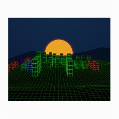 Neon City Retro Grid 80s Small Glasses Cloth (2 Sides) by Pakrebo