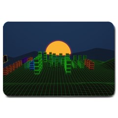 Neon City Retro Grid 80s Large Doormat  by Pakrebo