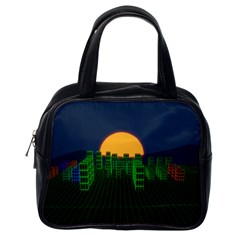 Neon City Retro Grid 80s Classic Handbag (one Side) by Pakrebo