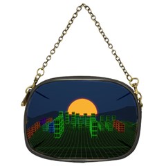 Neon City Retro Grid 80s Chain Purse (two Sides) by Pakrebo