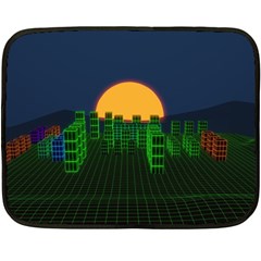 Neon City Retro Grid 80s Fleece Blanket (mini) by Pakrebo