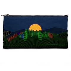 Neon City Retro Grid 80s Pencil Cases by Pakrebo