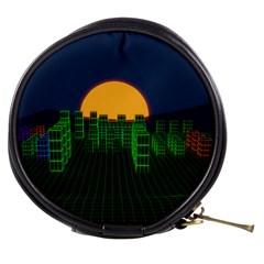 Neon City Retro Grid 80s Mini Makeup Bag by Pakrebo