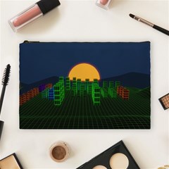 Neon City Retro Grid 80s Cosmetic Bag (large) by Pakrebo