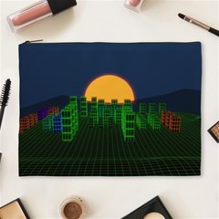 Neon City Retro Grid 80s Cosmetic Bag (xl) by Pakrebo