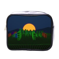 Neon City Retro Grid 80s Mini Toiletries Bag (one Side) by Pakrebo