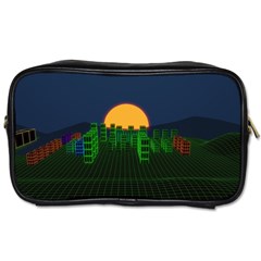 Neon City Retro Grid 80s Toiletries Bag (one Side) by Pakrebo