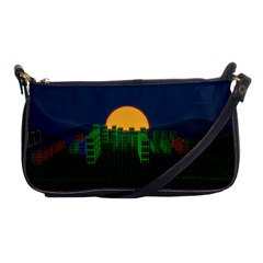 Neon City Retro Grid 80s Shoulder Clutch Bag by Pakrebo