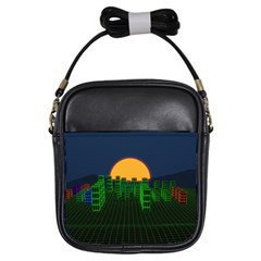 Neon City Retro Grid 80s Girls Sling Bag by Pakrebo