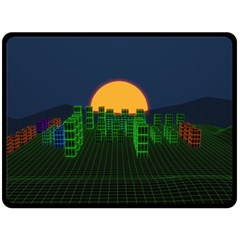 Neon City Retro Grid 80s Fleece Blanket (large)  by Pakrebo