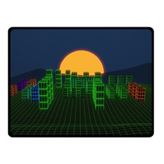 Neon City Retro Grid 80s Fleece Blanket (small) by Pakrebo