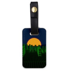 Neon City Retro Grid 80s Luggage Tag (one Side) by Pakrebo