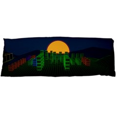 Neon City Retro Grid 80s Body Pillow Case Dakimakura (two Sides) by Pakrebo