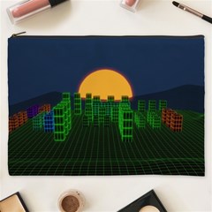 Neon City Retro Grid 80s Cosmetic Bag (xxxl) by Pakrebo