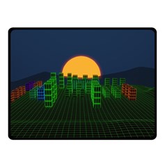 Neon City Retro Grid 80s Double Sided Fleece Blanket (small)  by Pakrebo