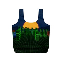 Neon City Retro Grid 80s Full Print Recycle Bag (s) by Pakrebo