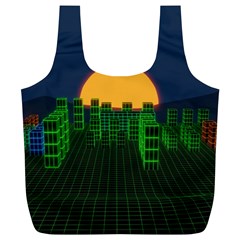 Neon City Retro Grid 80s Full Print Recycle Bag (xl) by Pakrebo